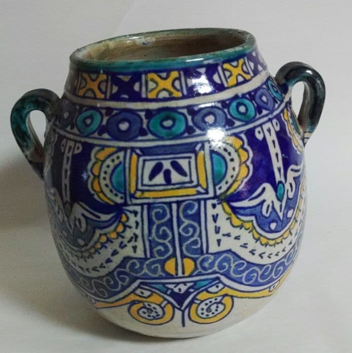 モロッコ　フェズの花入　花瓶　陶器製