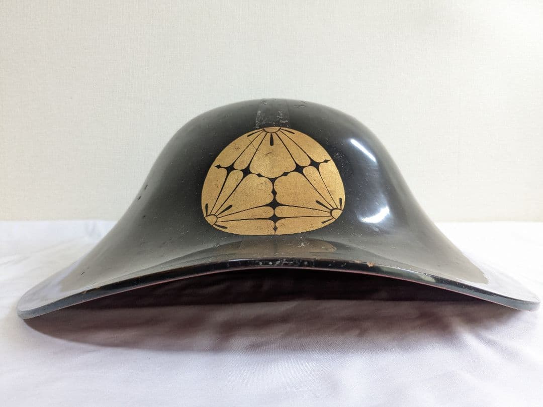 陣笠 木製 三ツ割菊 武士防具 ヴィンテージ