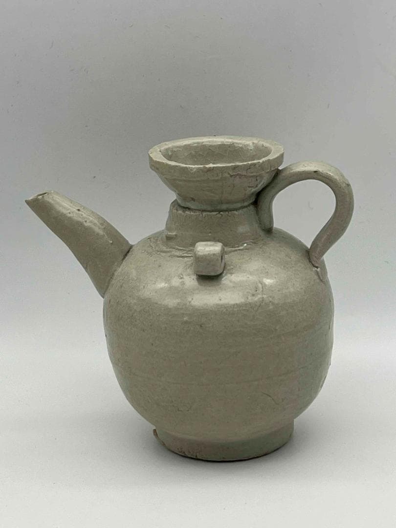 宋時代 湖田窯 青磁双系執壺 青白釉 水注 水指 水差し 茶壺　酒器(F-89)