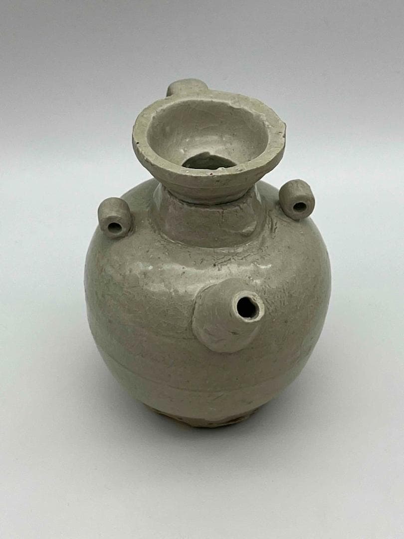 宋時代 湖田窯 青磁双系執壺 青白釉 水注 水指 水差し 茶壺　酒器(F-89)