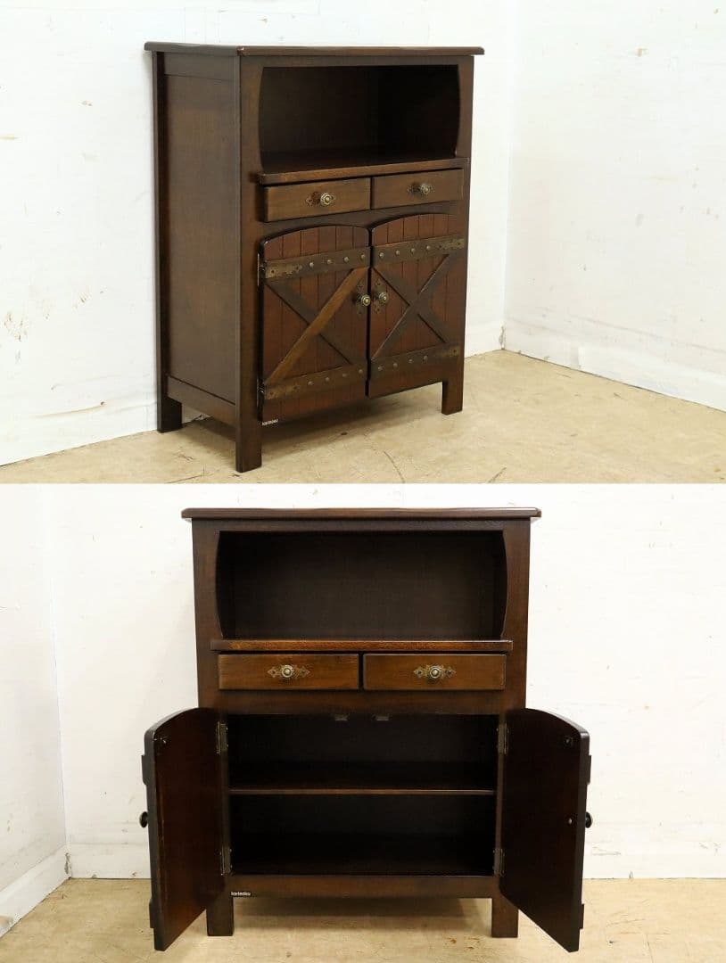 ふぅ〜【オールドカリモク】電話台・サイドキャビネット・収納棚・FAX台