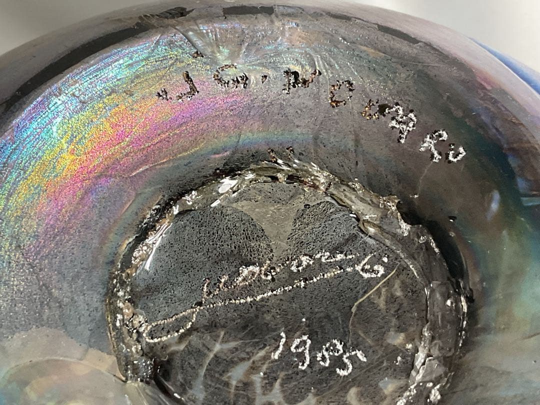 ジャンクロードノヴァロ(仏)1985年フラワーベース(ガラスアート・オブジェ)