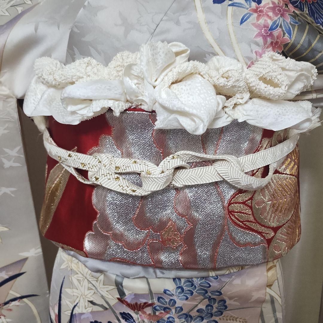 成人式正絹振袖フルセット　シルバー　豪華　華やか　清楚　上品　お嬢様