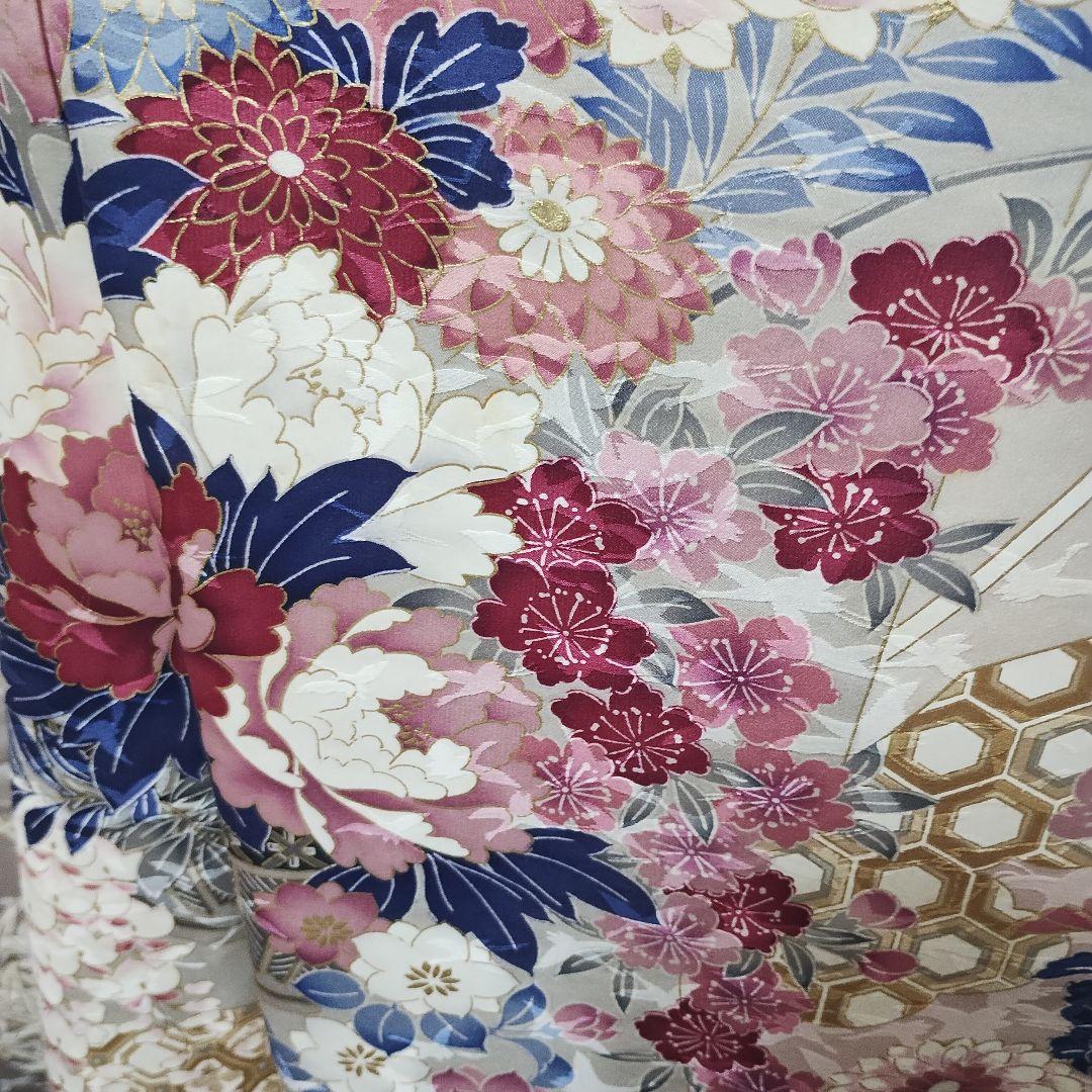 成人式正絹振袖フルセット　シルバー　豪華　華やか　清楚　上品　お嬢様