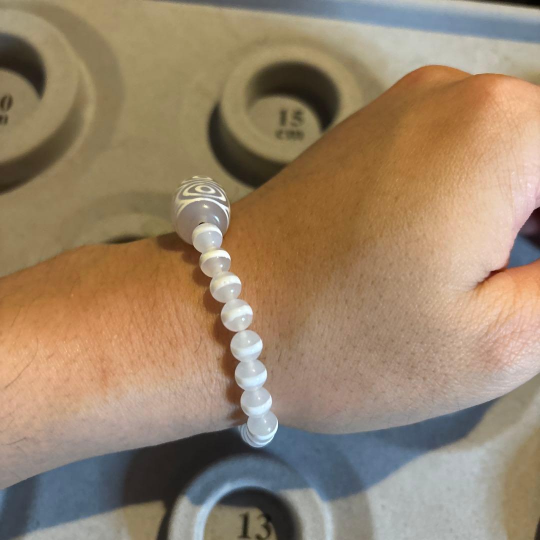 羊脂天珠、白財神龍眼天珠たん、白綿天珠たん！ブレスレット、久しぶり！