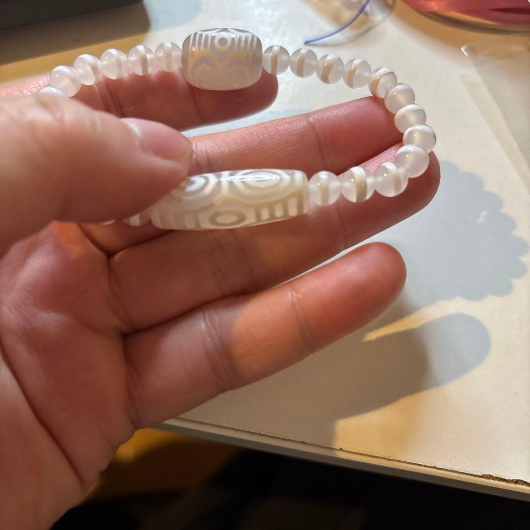 羊脂天珠、白財神龍眼天珠たん、白綿天珠たん！ブレスレット、久しぶり！