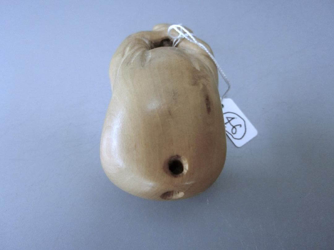 七転び八起き！【根付　達磨さん　だるま　木彫り・46・提げ物】紐止め　美術　芸術