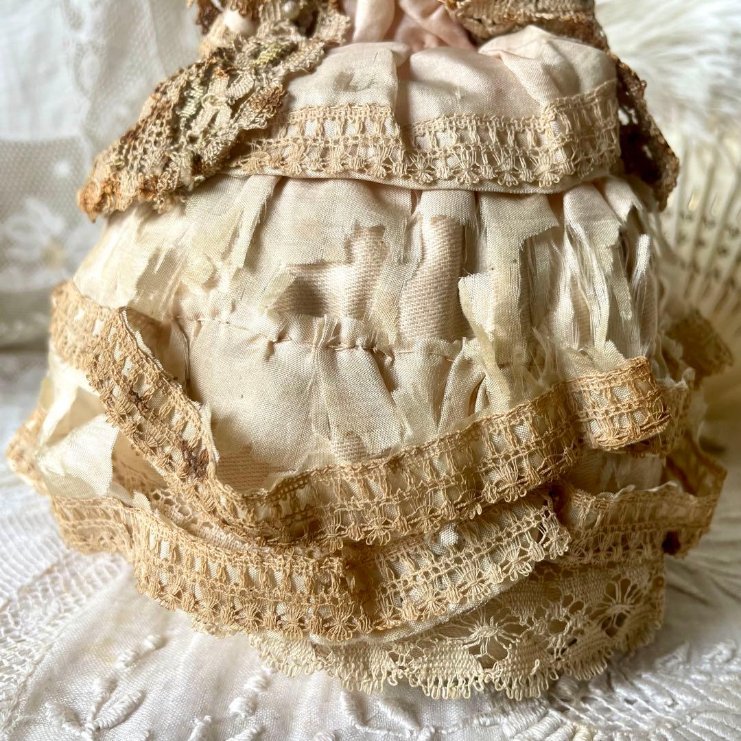 シャビーなチャイナヘッドドール　ピンクッション　陶器人形　フランスアンティーク