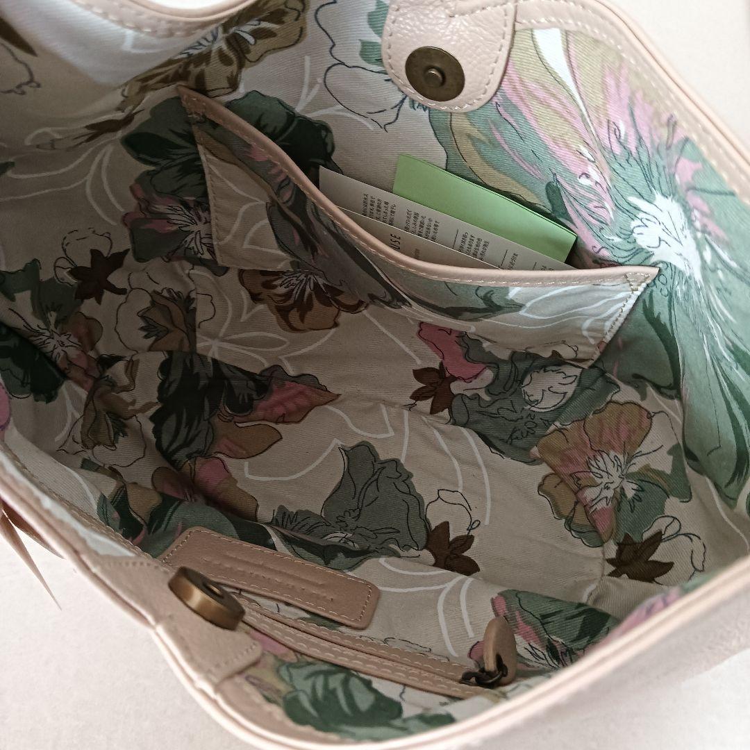 新品タグ付き　マザーハウス　 ワンショルダー　ハンドバッグ　ベージュ　花柄裏地