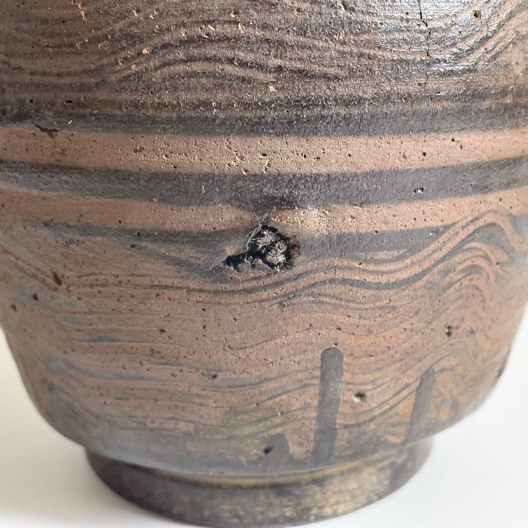 南蛮？ 櫛目波状文壺 ニュウ多い 状態考慮 検）古備前 古信楽 お歯黒壺