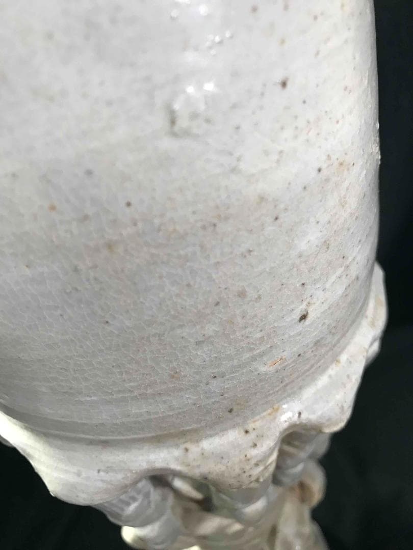 漢時代　白磁貼塑人佣龍文魂大瓶　花瓶　唐物　古賞物　時代物(D-42)