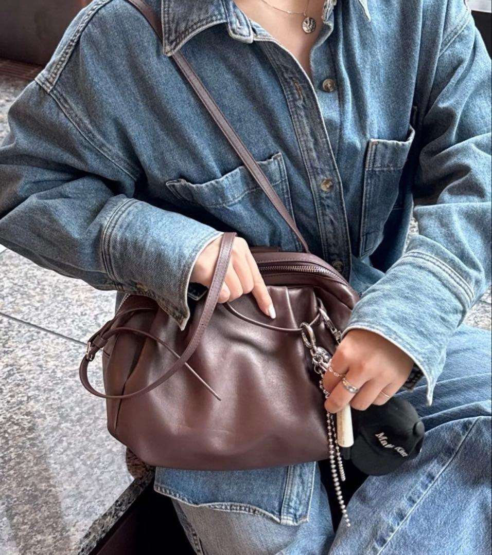 新品♡パピヨネ♡コロンボストンバッグ♡ブラウン