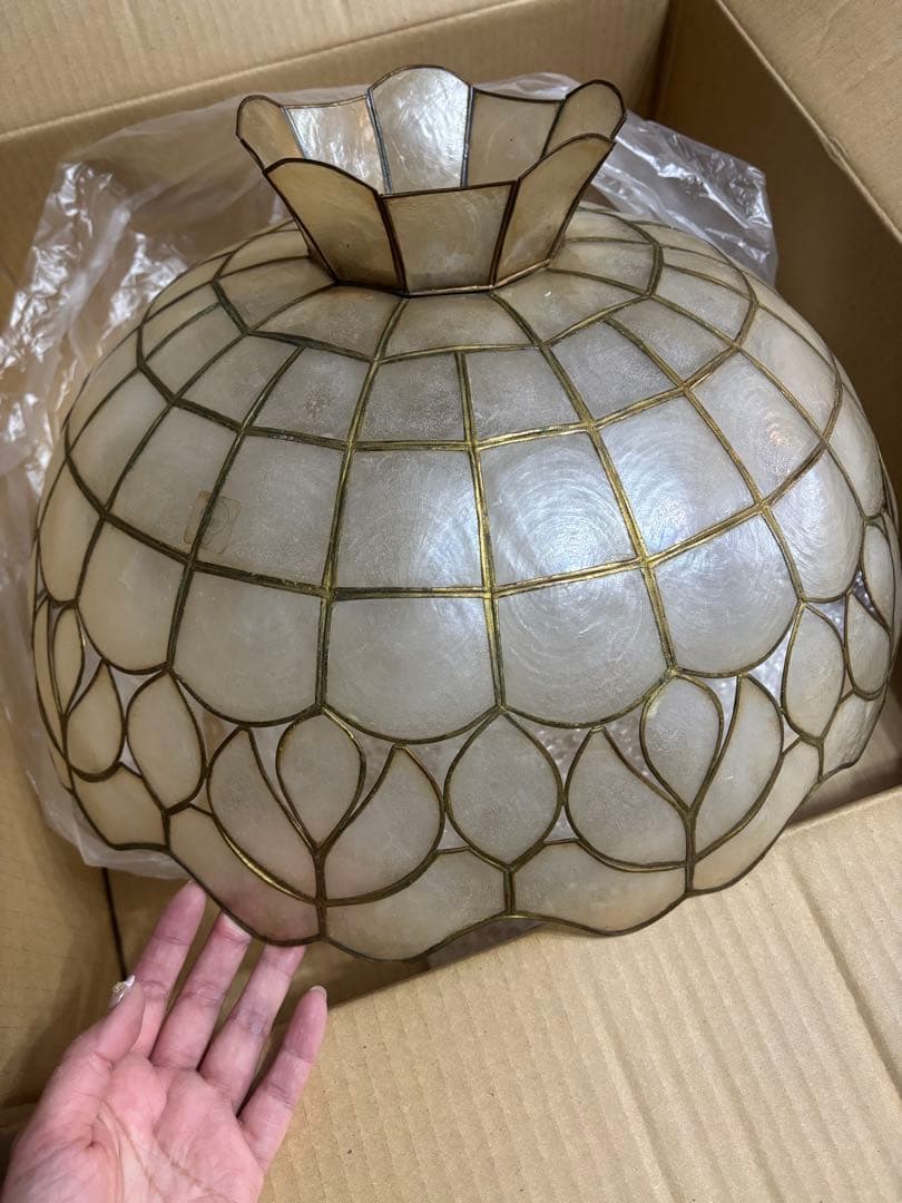 ペンダントライト　真鍮フレームとカピスシェル　カバー