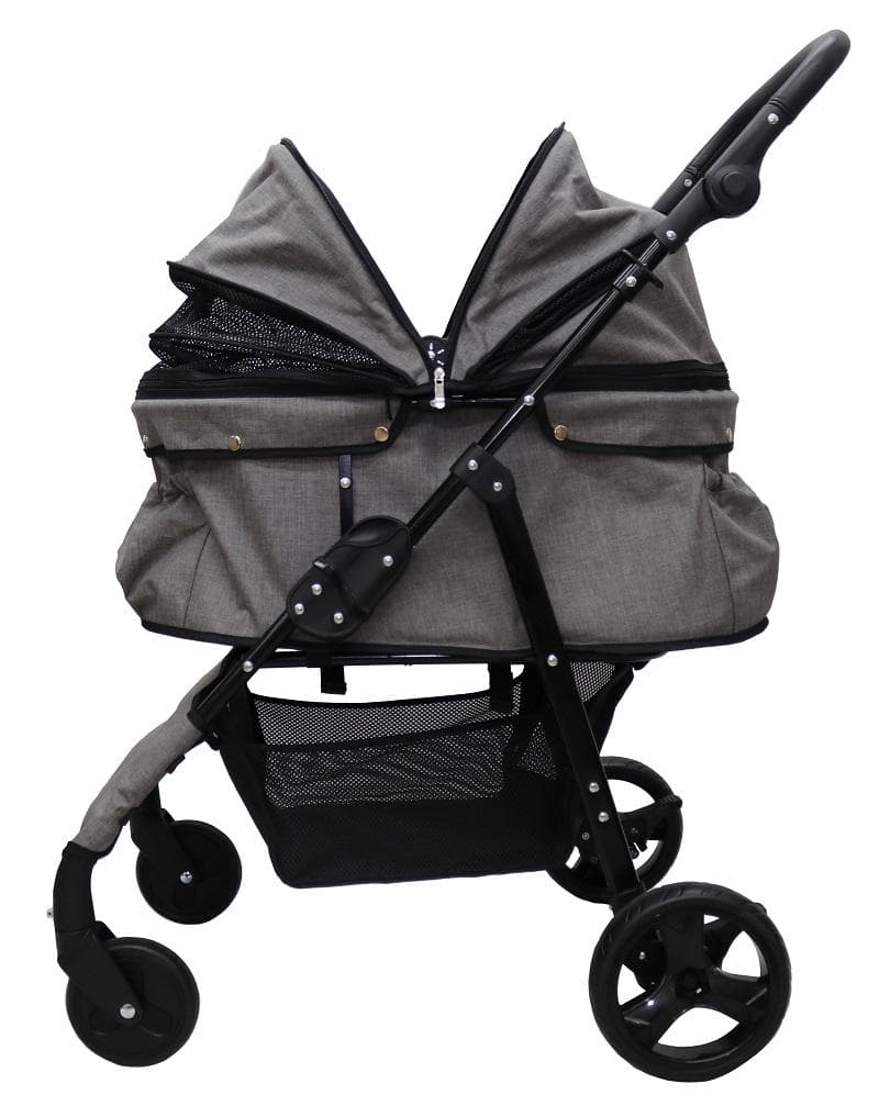 多頭用耐荷重30kg！ココハート ４輪ペットカート/甘えん坊バギーBIG グレー