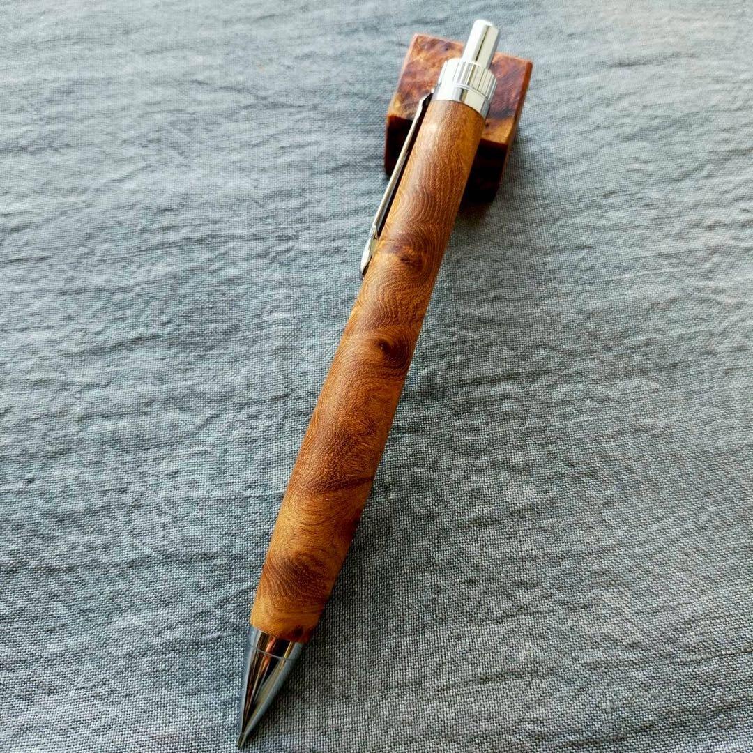 江戸時代の欅瘤　ハンドメイド　木軸シャープペン　0.5mm　天然木　ブラック