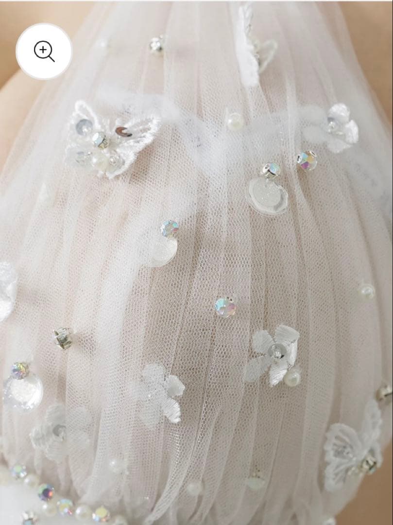 エンジェルR ホワイト ビーズ装飾 タイトドレス