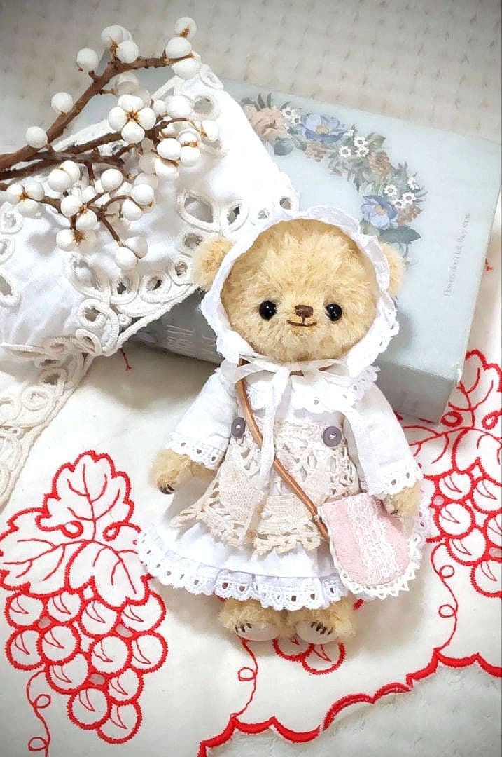 ハンドメイド テディベア ラティニティアルパカ カスタード色 手作り