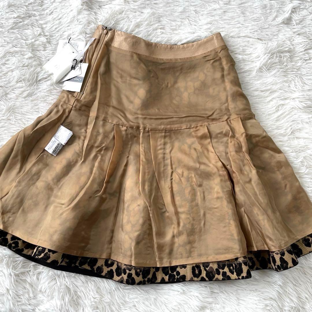 ✨エムズグレイシー✨【M】タグ付未使用品✨切り替えタックスカート✨レオパ　ヒョウ