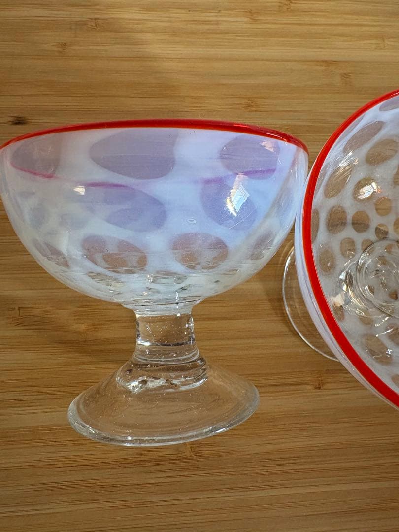 水玉模様 ガラスボウル 2個セット