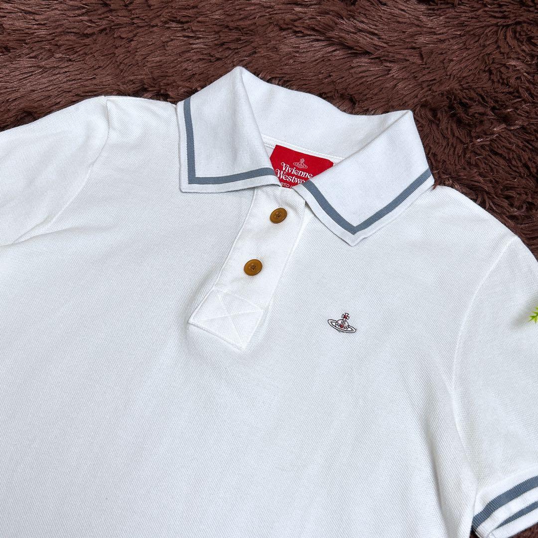 美品✨ヴィヴィアンウエストウッド　オーブ刺繍　ポロシャツ　ホワイト　2