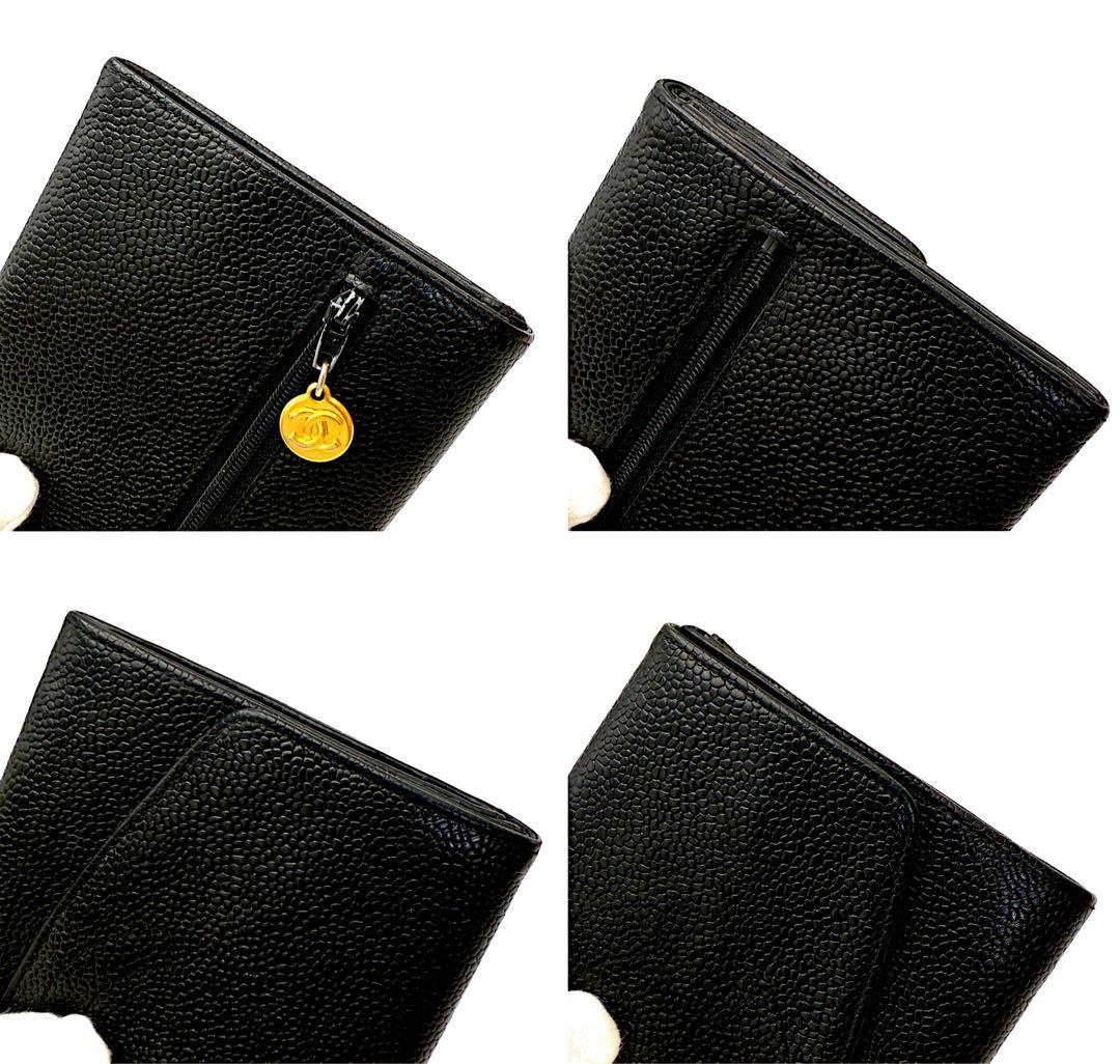 シャネル 二つ折り キャビアスキン デカココ 財布