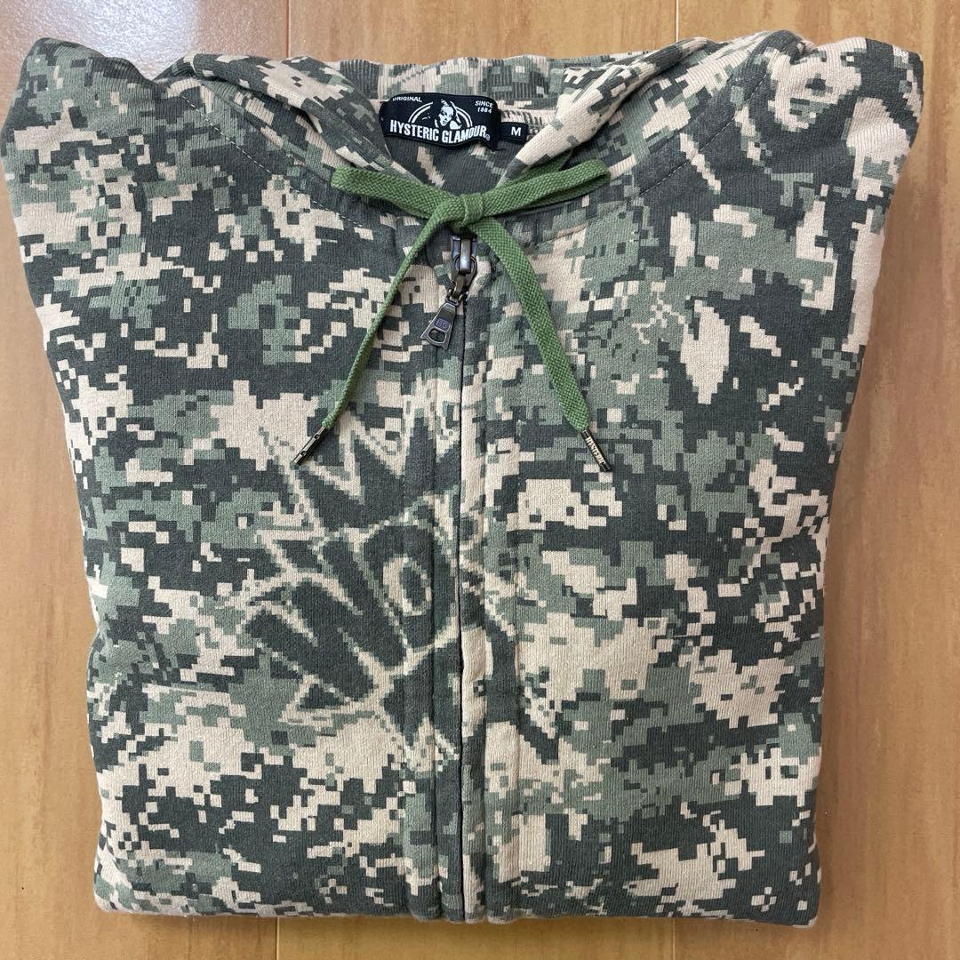 【美品】HYSTERIC GLAMOUR ジップアップパーカー迷彩柄 メンズM