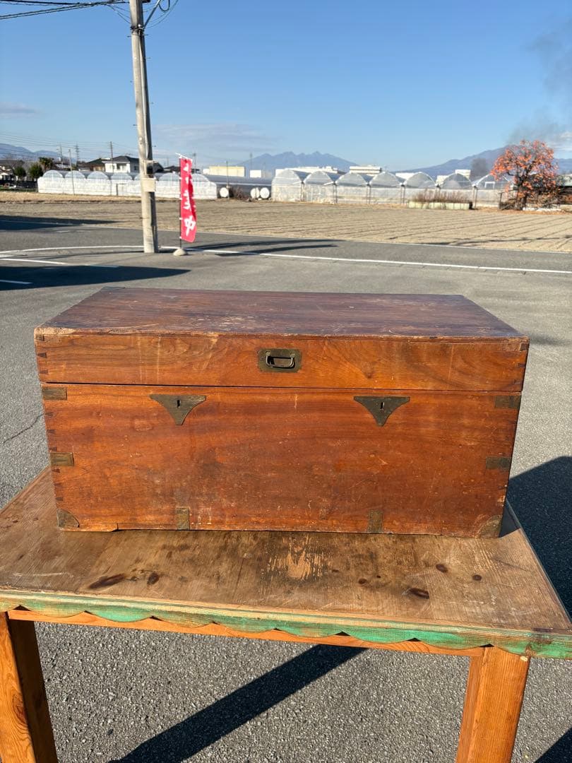レトロ　アンティーク　木製トランク　トランク　木箱　船トランク