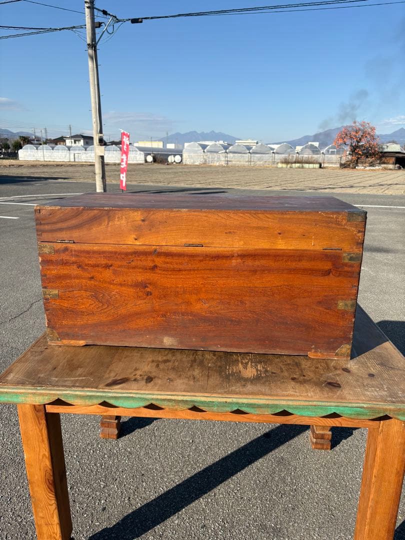 レトロ　アンティーク　木製トランク　トランク　木箱　船トランク