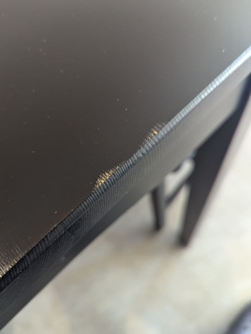 引取りなど限定 イケア ヘーゲルネス 黒の木製ダイニングテーブルセット 座布団付