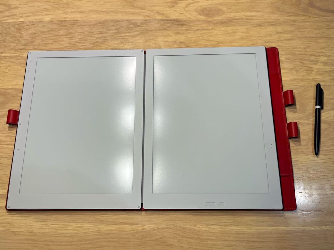 GVIDO（グイド）　牛革カバーレッド　2画面電子ペーパー端末