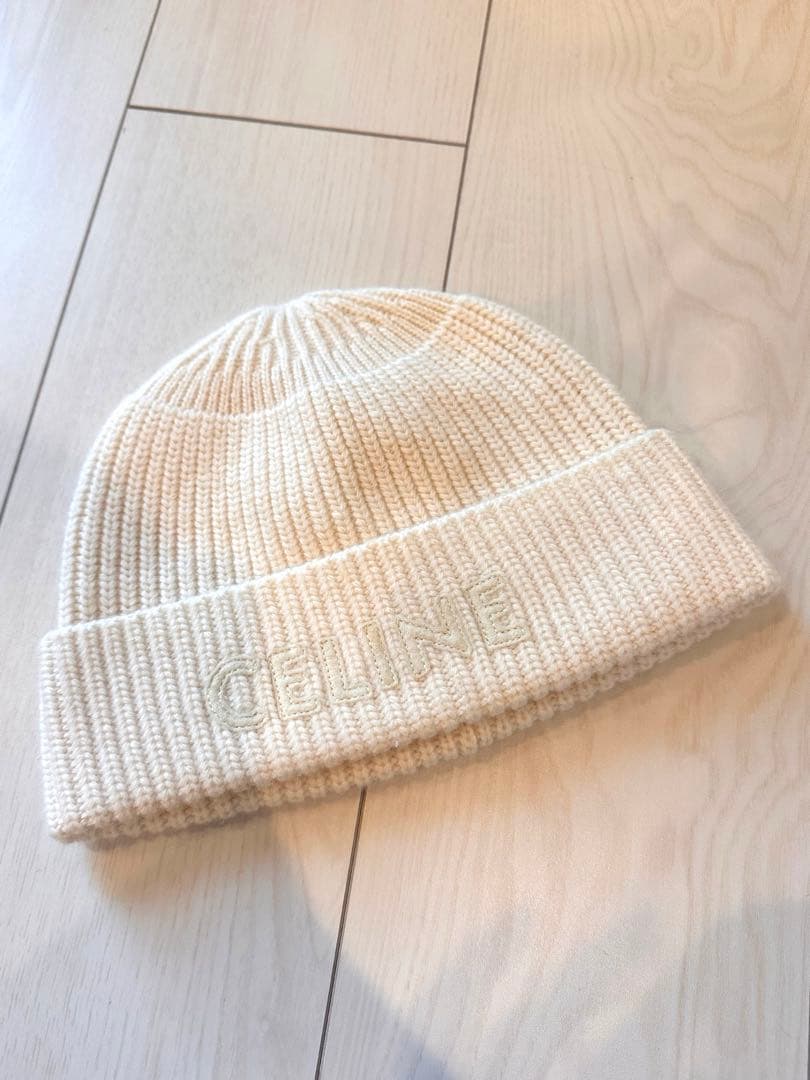 CELINE セリーヌ ホワイト ニット帽/ビーニー