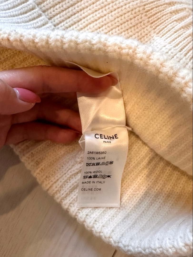 CELINE セリーヌ ホワイト ニット帽/ビーニー