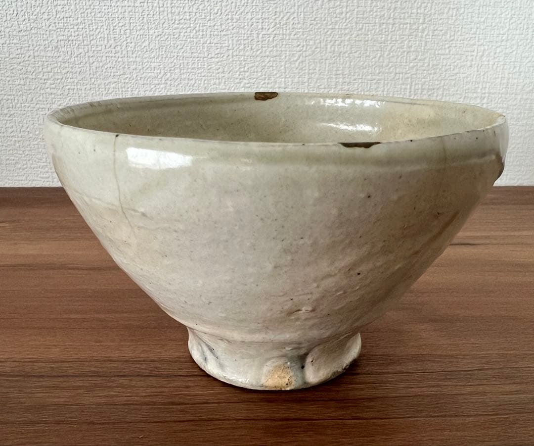 珍品 李朝粉引茶碗 布袋 箱有 掘り出し物