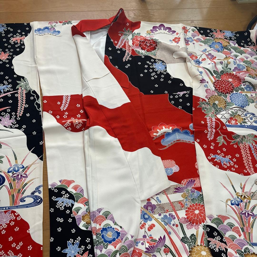 振袖 着物 赤 黒