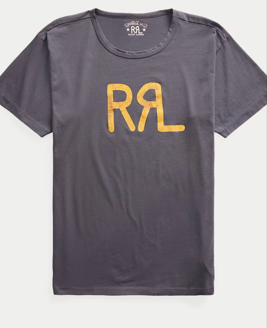 新品 RRL ロゴプリント Tシャツ Mサイズ グレー ショッパー付