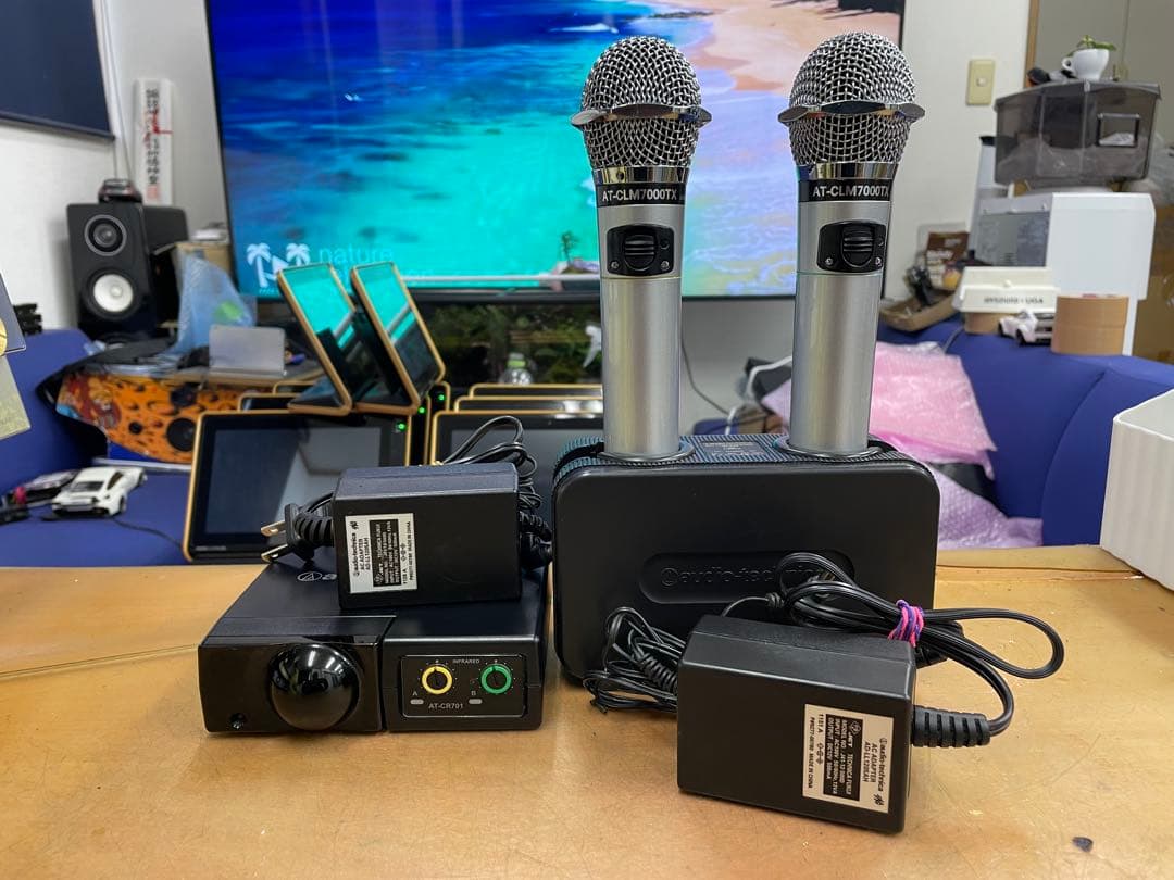 オーディオテクニカ製赤外線ワイヤレスマイクセット　CR701+CLM7000極上