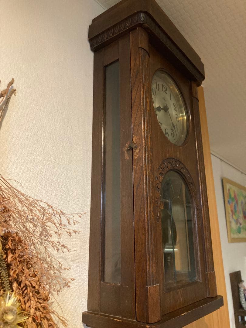 昭和レトロ　愛知時計 ゼンマイ式振り子時計 稼働品　3面ガラス