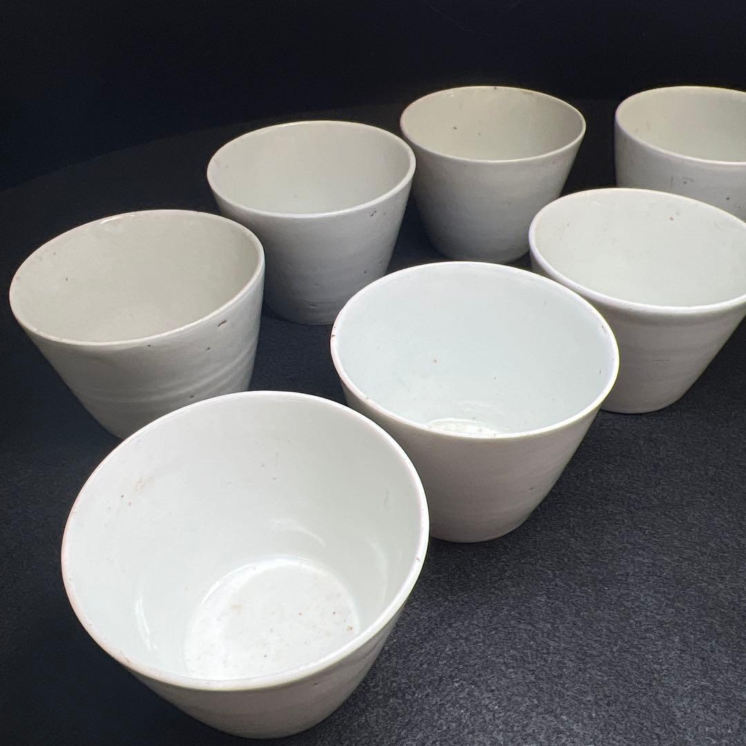 江戸中期　古伊万里白磁そば猪口7客　口径約7.5㎝　東Y8-0116☆2F