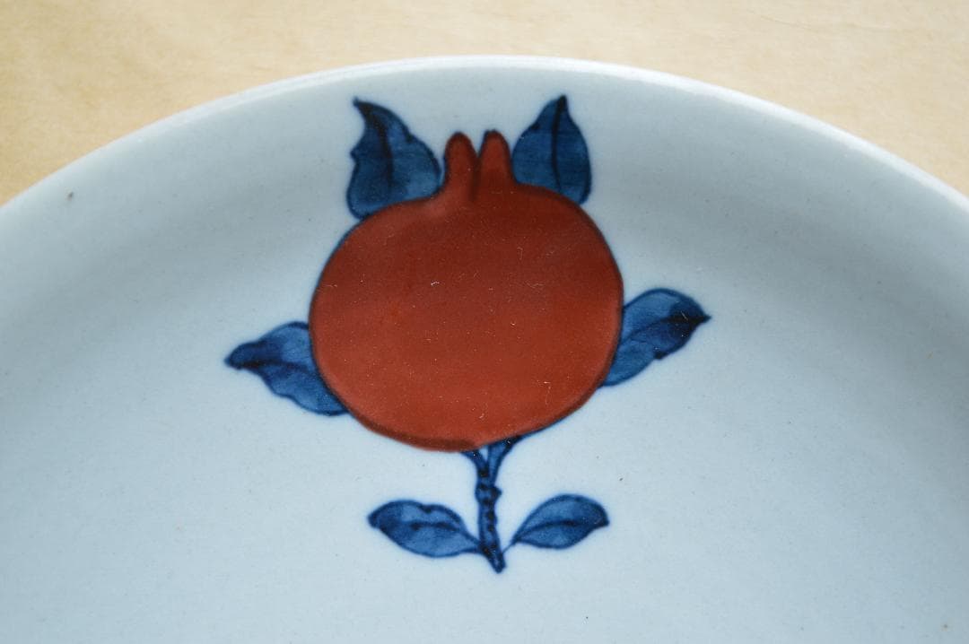 上の畑焼　伊藤瓢堂　色絵三多紋皿　三枚　真作保証