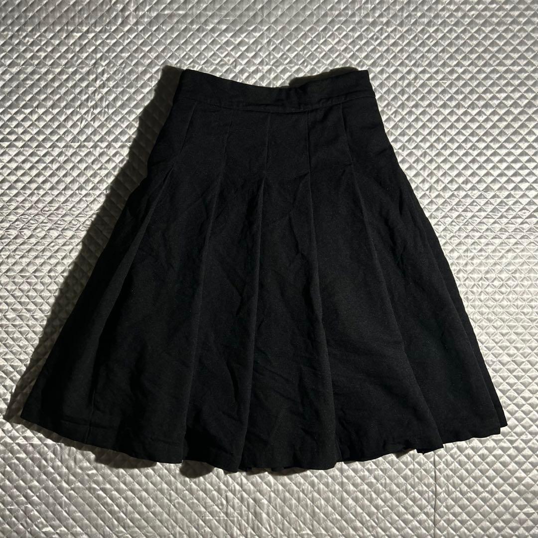 AD2009 archive ポリ縮プリーツフレアスカート 黒 縮絨