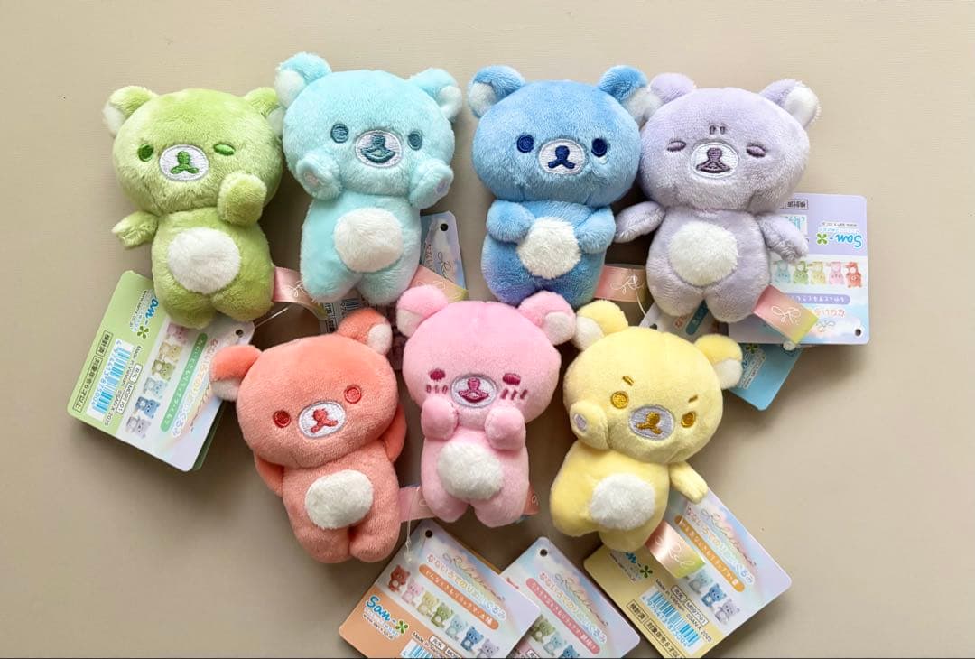 リラックマ 雨のち晴れのリラックマ なないろてのりぬいぐるみ　コンプリート