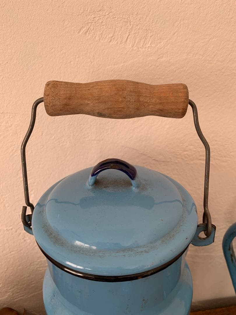 フランス　蚤の市　ホーロー　ポット　ブロカント