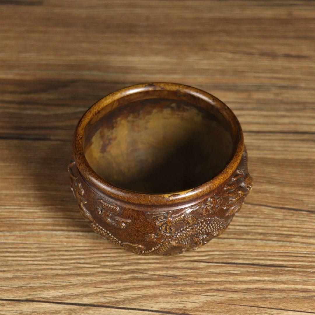 銅器 銅壺 双竜香炉 仏具 灰皿 収納缶 装飾品 工芸品 置物