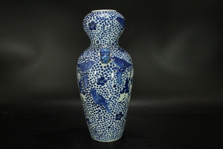 中国美術 青花 瓶人物花鳥紋 瓶 高31cm 希少 (LC138)