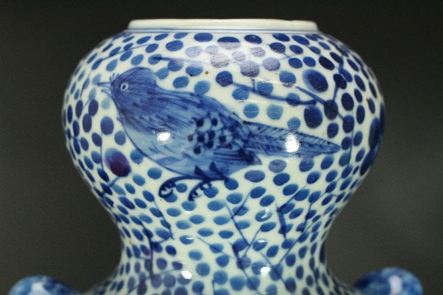 中国美術 青花 瓶人物花鳥紋 瓶 高31cm 希少 (LC138)