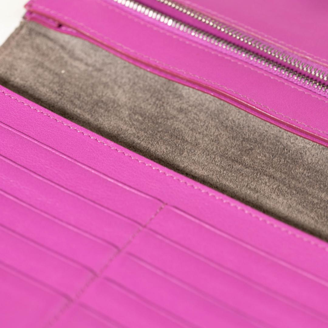 【美品】セリーヌ ラージストラップウォレット 長財布 グレー バイカラー レザー