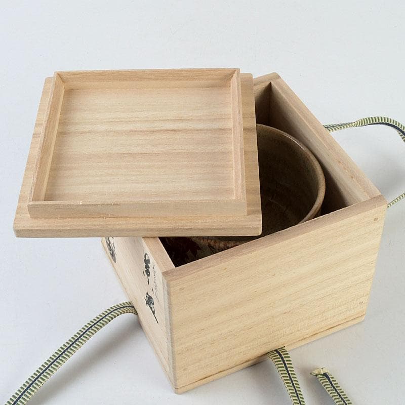 茶道具　京焼　秋峰窯　中村良二作　窯変紅葉絵　茶碗　共布共箱　V　9755