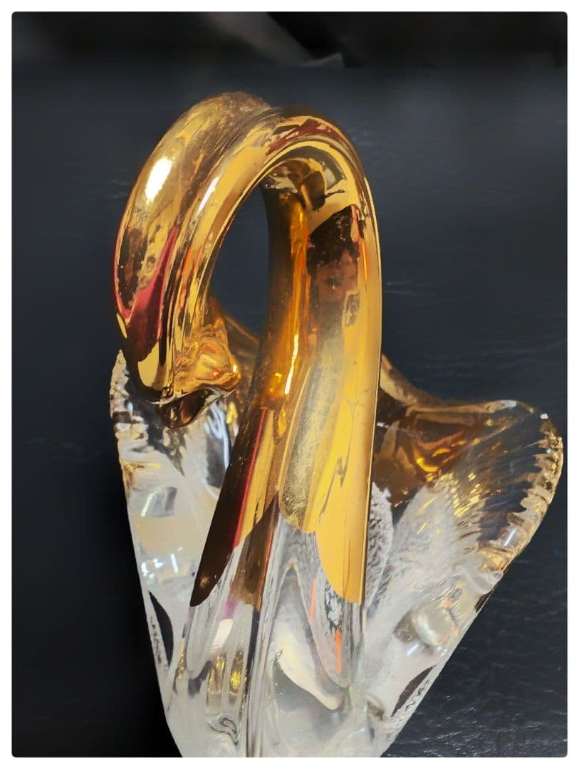 【レトロ 希少】ムラーノガラス 白鳥 Lorenzo Ferro作品ヴィンテージ