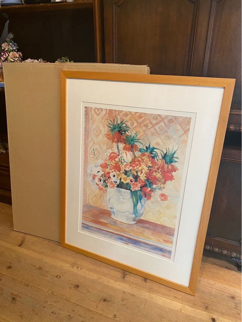 ピエール=オーギュスト・ルノワール 花のある静物 インテリア 額縁