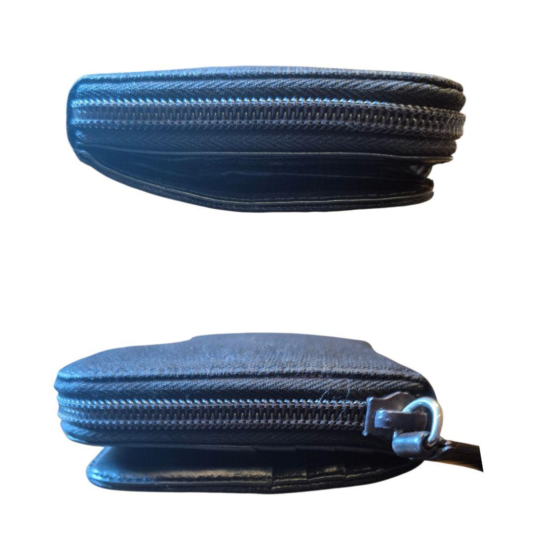 ＰＲＡＤＡ　プラダ　二つ折り財布　三角プレート　キャンパスレザー　ブラック